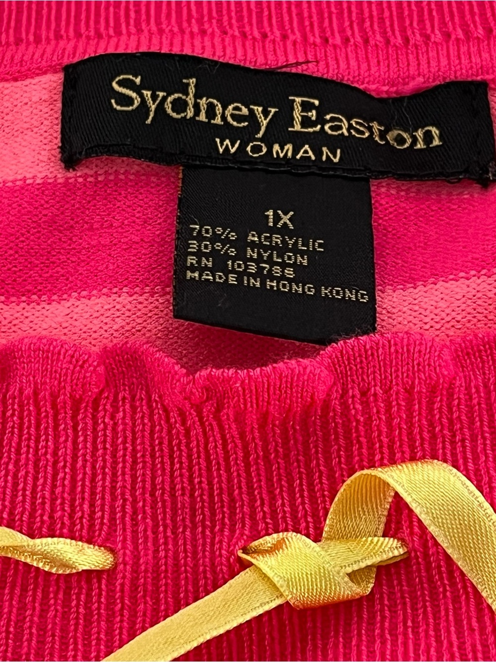 Sydney Easton Woman 1X Pink Striped Sweater Vibrant Colorful - Picture 4 of 6